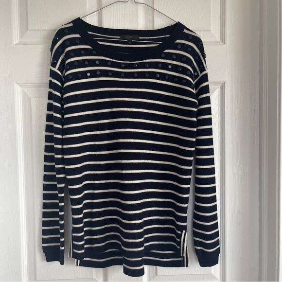 J.Crew Embellished Striped Swing Sweater Sz. XS Gently Loved - Picture 3 of 8
